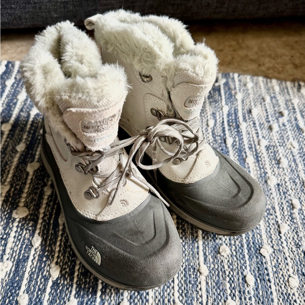 The North Face Gray and White Rain & Snow Boots with Insulation